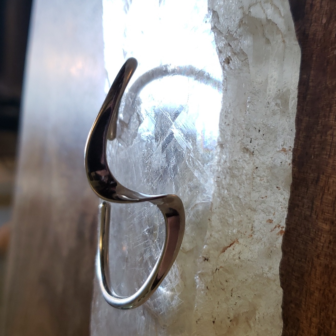 Vintage Sterling Siver Modernist Abstract Wave Cuff Bracelet 99$